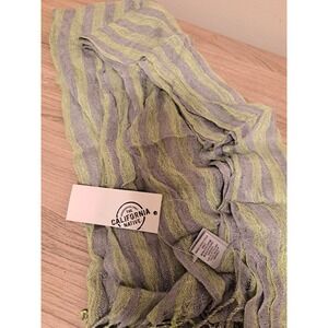 California Native Striped Scarf Rayon Lightweight Boho Fringe